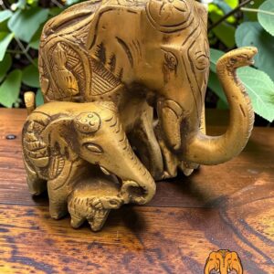 Famille d'éléphants en bronze massif du Rajasthan