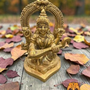 Statuette Saraswati en bronze du Rajasthan