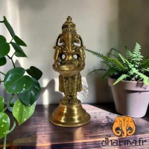 Statuette Deep Ganesh, lampe à huile en bronze massif