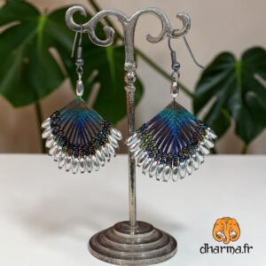 Boucles d'oreille plumes de paon (petites)