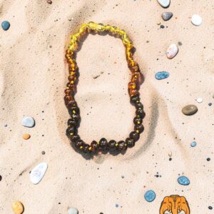 Collier en ambre multicolore pour bébé, perles irrégulières
